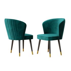 Modern Velvet Dining Chairs Set Of 2 Accent Chairs Living Room Chairs Upholstered Side Chair With Solid Oak Legs For Dining Room Kitchen, Vanity