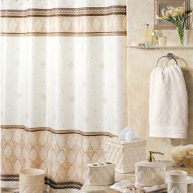 Corinthia Beige Printed Waterproof Fabric Shower Curtains for Bathroom,Contemporary Decorative Beige Curtains Waterproof Bathroom Curtains