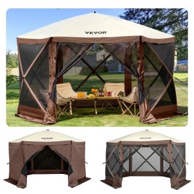 VEVOR Camping Gazebo Screen Tent, 12*12ft, 6 Sided Pop-up Canopy Shelter Tent with Mesh Windows, Portable Carry Bag, Stakes