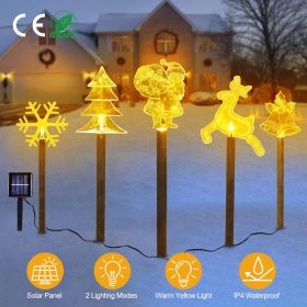 5Pcs Mixed Christmas Decoration Light Solar Stake Light Waterproof Reindeer Snowflake Bell Christmas Tree Santa Claus Light Outdoor Landscape Lig