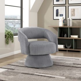 Modern Luxurious Swivel Accent Chair Dark Gray Soft Corduroy Upholstery Plush Seating Solid Wood Stylish Home Furniture 1pc