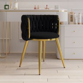 Sweave Nordic Black Barrel Back Dining Chair Round Accent Chair with Velvet Upholstery