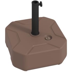 Square Patio Umbrella Base Holder, Heavy Duty Outdoor Umbrella Stand Base, Filled Up To 55lbs With Stand Or 44lbs With Water For Garden, Poolside (Color: Brown)