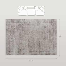 8x10 Machine Washable Area Rug , Non-Slip Traditional Floor Carpet For Living Room, Bedroom, Light Mixed-Brown (Color: Brown)