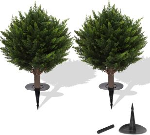 2 Artificial Cedar Ball Trees (Color: Green)