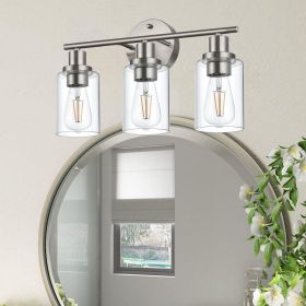 5-Light Bathroom Light Fixtures, Brushed Nickel Modern Vanity Lights Over Mirror with Clear Glass Shade (Numbers of Light: 3-Light, Color: Brushed Nickel)