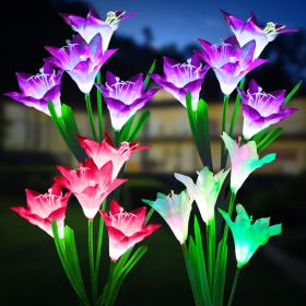Outdoor Solar Lights, 4 Pack Solar Garden Light with Bigger Lily Flowers (quantity: 8pcs)