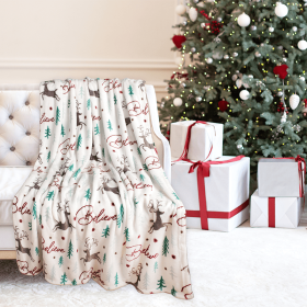 Kathy Ireland Christmas Flannel Fleece Plush Throw Blanket (Pattern: Deer Forest, size: 50"x60")