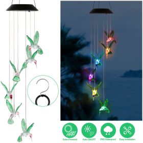 LED Solar Hummingbird Wind Chime Solar String Lights 6 LEDs Color-Changing IP65 Waterproof Decorative Lamp Lighting for Home Garden Fence Party (Color: AS  pic)